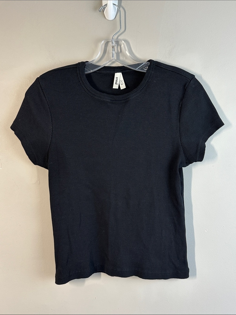 Pact Ribbed Cap Sleeve Organic Cotton Blend  T-Shirt Size M Black